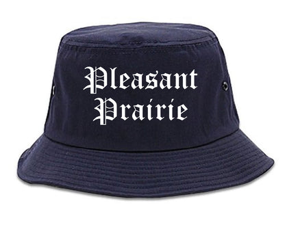 Pleasant Prairie Wisconsin WI Old English Mens Bucket Hat Navy Blue