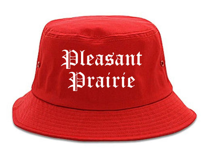 Pleasant Prairie Wisconsin WI Old English Mens Bucket Hat Red