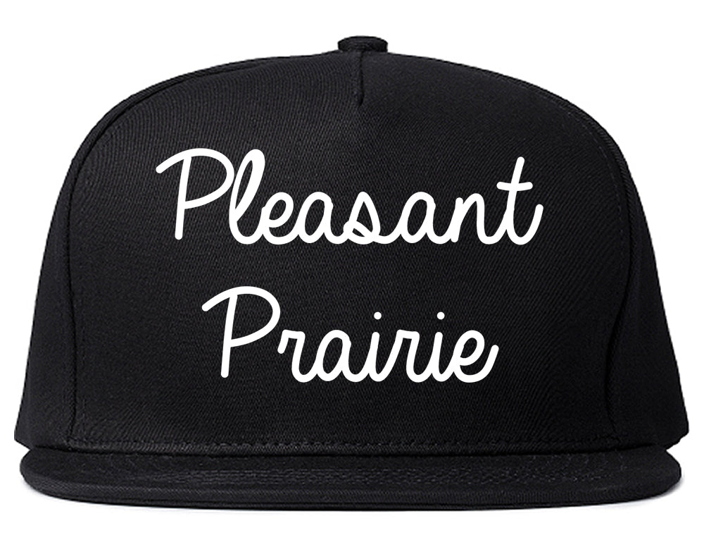 Pleasant Prairie Wisconsin WI Script Mens Snapback Hat Black