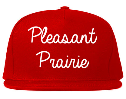 Pleasant Prairie Wisconsin WI Script Mens Snapback Hat Red
