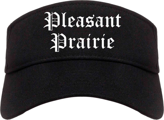 Pleasant Prairie Wisconsin WI Old English Mens Visor Cap Hat Black