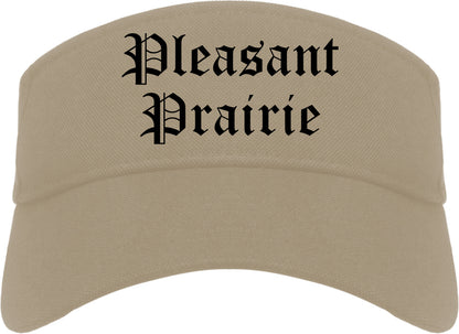 Pleasant Prairie Wisconsin WI Old English Mens Visor Cap Hat Khaki