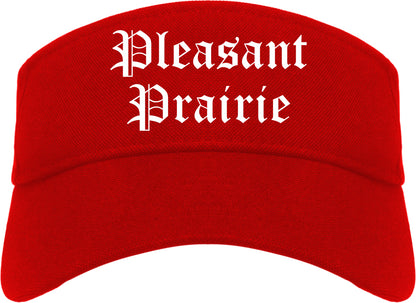 Pleasant Prairie Wisconsin WI Old English Mens Visor Cap Hat Red