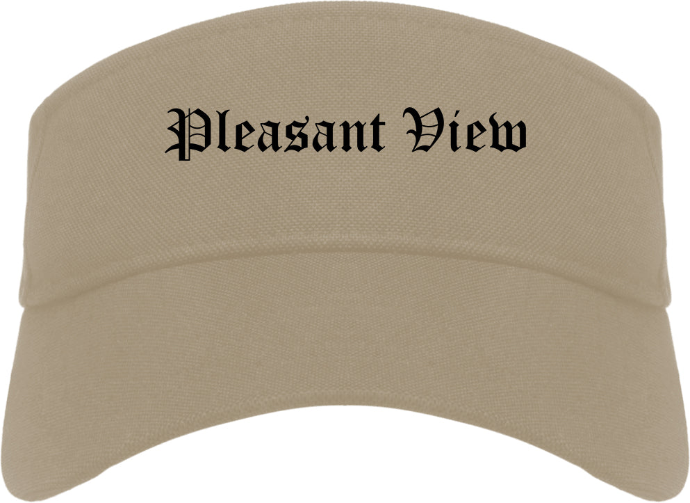 Pleasant View Utah UT Old English Mens Visor Cap Hat Khaki