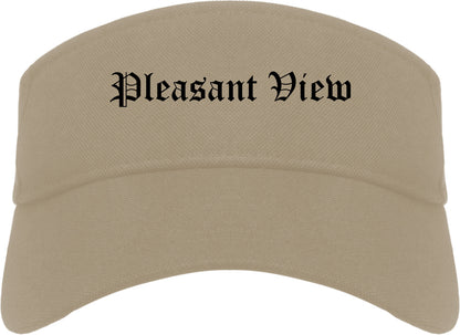 Pleasant View Utah UT Old English Mens Visor Cap Hat Khaki