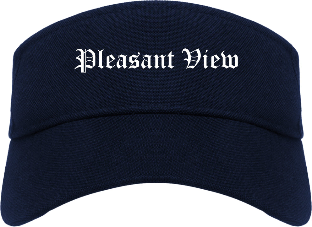 Pleasant View Utah UT Old English Mens Visor Cap Hat Navy Blue