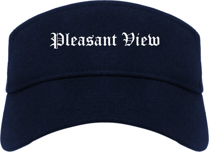 Pleasant View Utah UT Old English Mens Visor Cap Hat Navy Blue