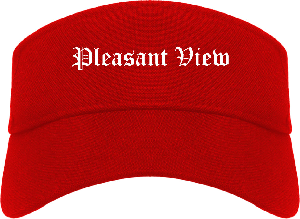 Pleasant View Utah UT Old English Mens Visor Cap Hat Red