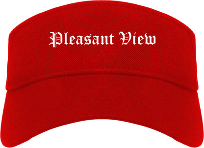 Pleasant View Utah UT Old English Mens Visor Cap Hat Red