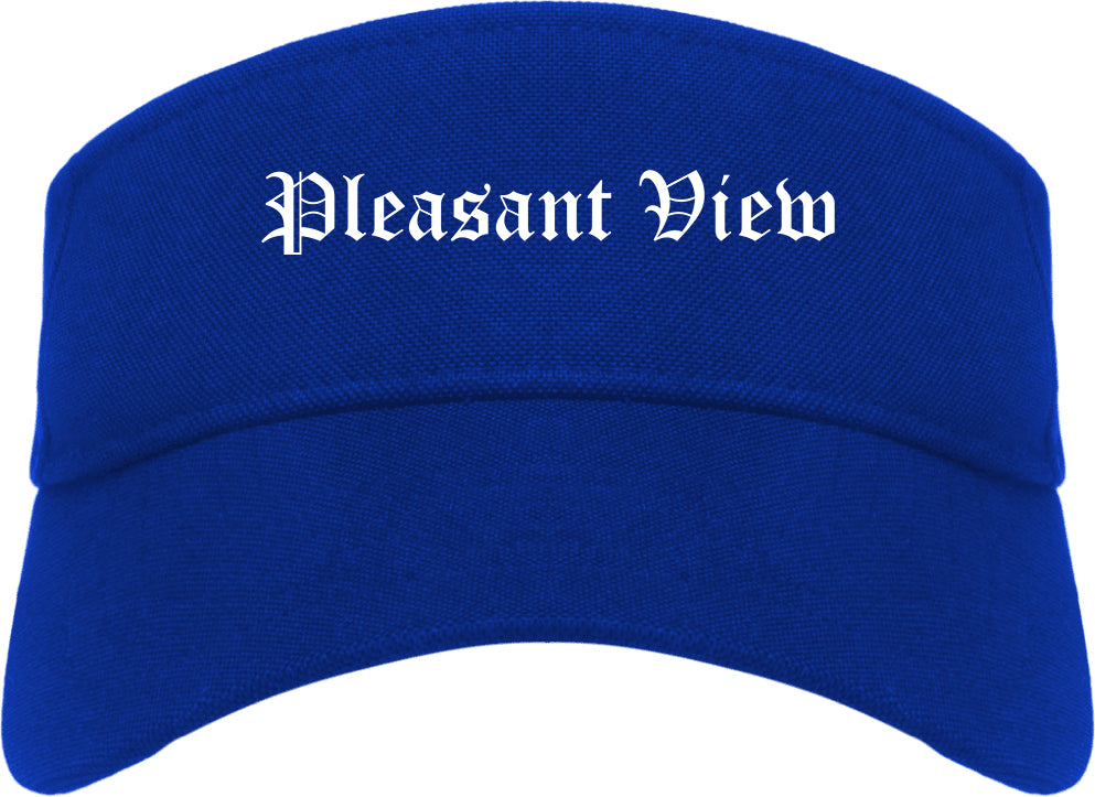 Pleasant View Utah UT Old English Mens Visor Cap Hat Royal Blue