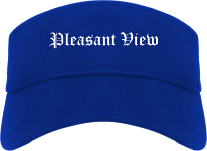 Pleasant View Utah UT Old English Mens Visor Cap Hat Royal Blue