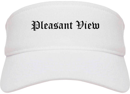 Pleasant View Utah UT Old English Mens Visor Cap Hat White