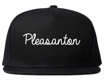 Pleasanton California CA Script Mens Snapback Hat Black