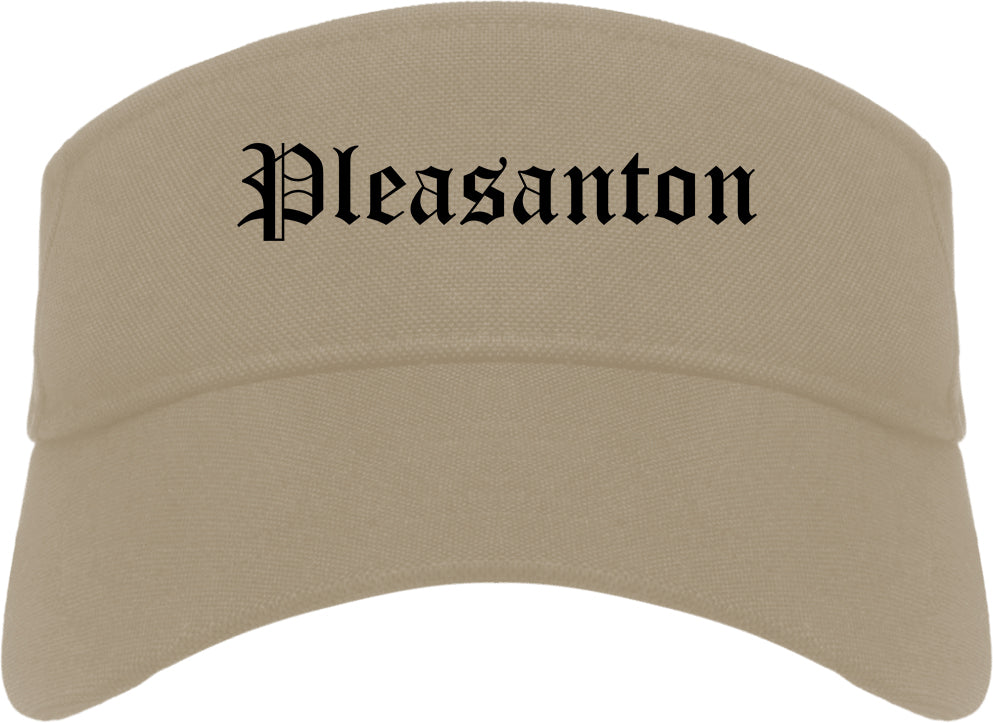 Pleasanton California CA Old English Mens Visor Cap Hat Khaki