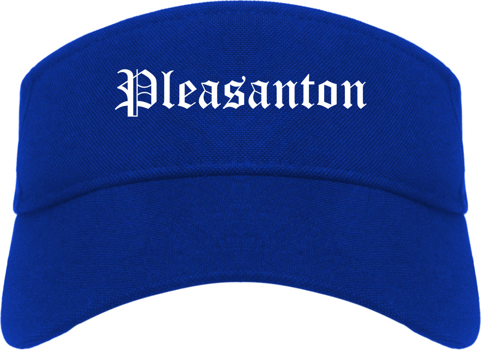Pleasanton California CA Old English Mens Visor Cap Hat Royal Blue