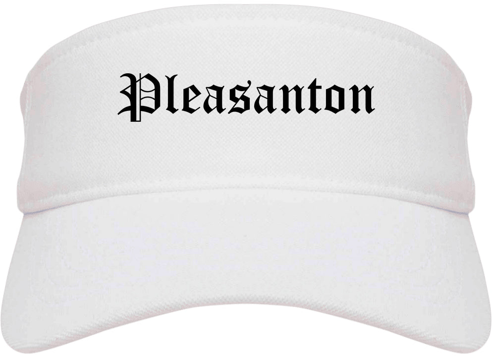Pleasanton California CA Old English Mens Visor Cap Hat White