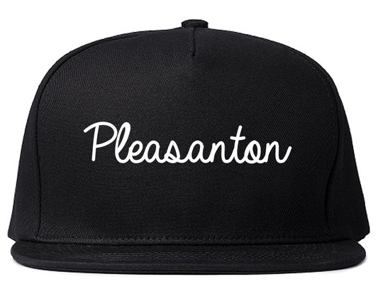 Pleasanton Texas TX Script Mens Snapback Hat Black