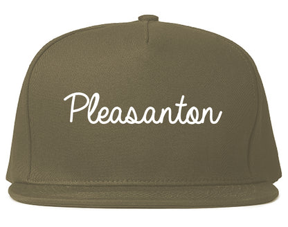 Pleasanton Texas TX Script Mens Snapback Hat Grey