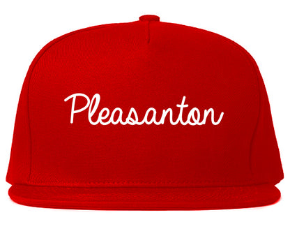 Pleasanton Texas TX Script Mens Snapback Hat Red