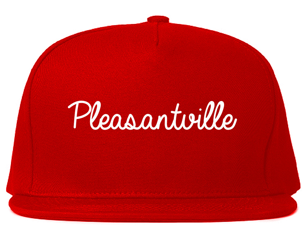 Pleasantville New Jersey NJ Script Mens Snapback Hat Red