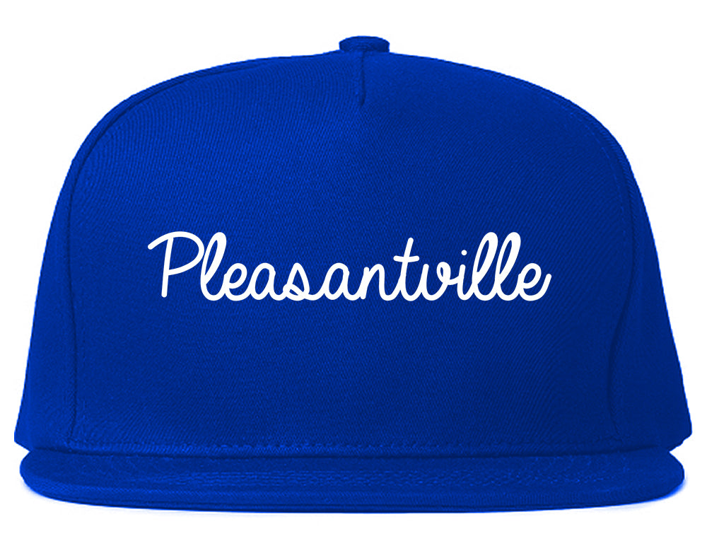 Pleasantville New Jersey NJ Script Mens Snapback Hat Royal Blue