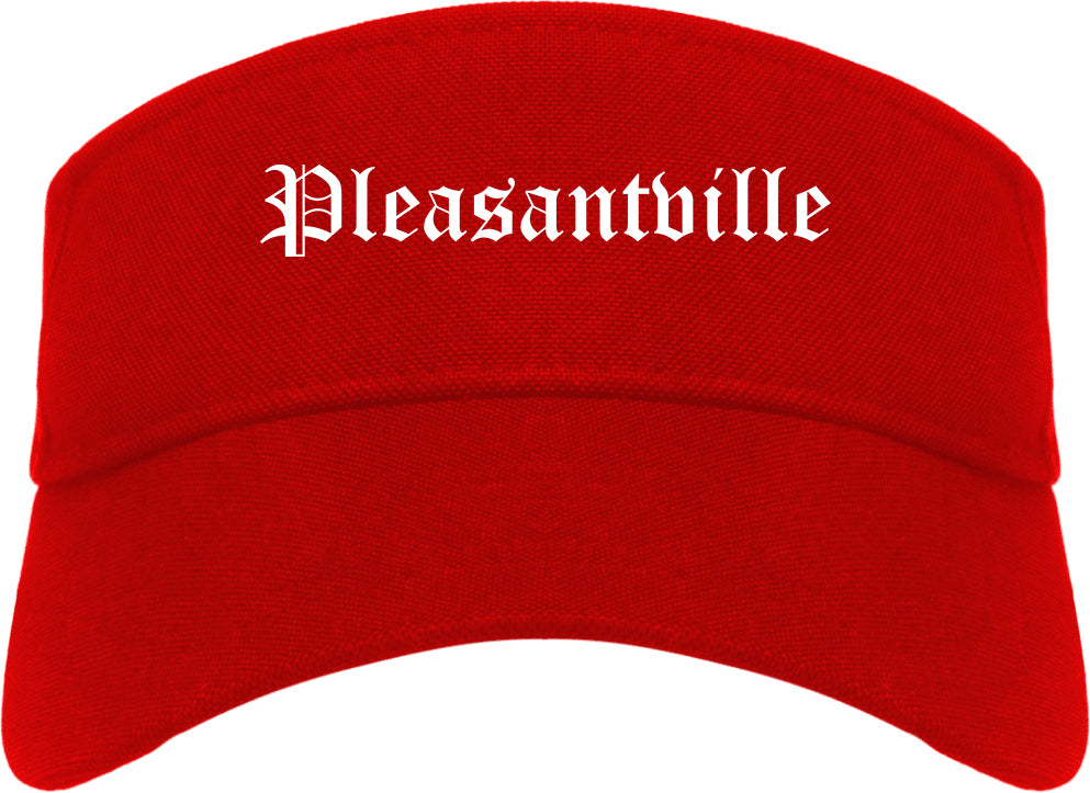 Pleasantville New Jersey NJ Old English Mens Visor Cap Hat Red