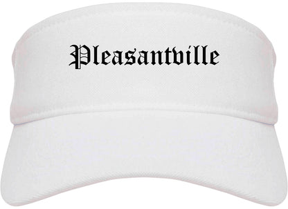 Pleasantville New Jersey NJ Old English Mens Visor Cap Hat White