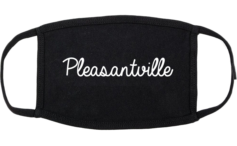 Pleasantville New York NY Script Cotton Face Mask Black