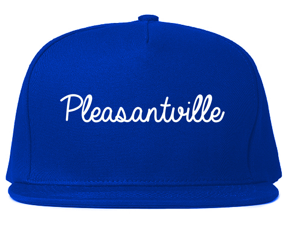 Pleasantville New York NY Script Mens Snapback Hat Royal Blue
