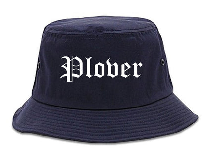 Plover Wisconsin WI Old English Mens Bucket Hat Navy Blue
