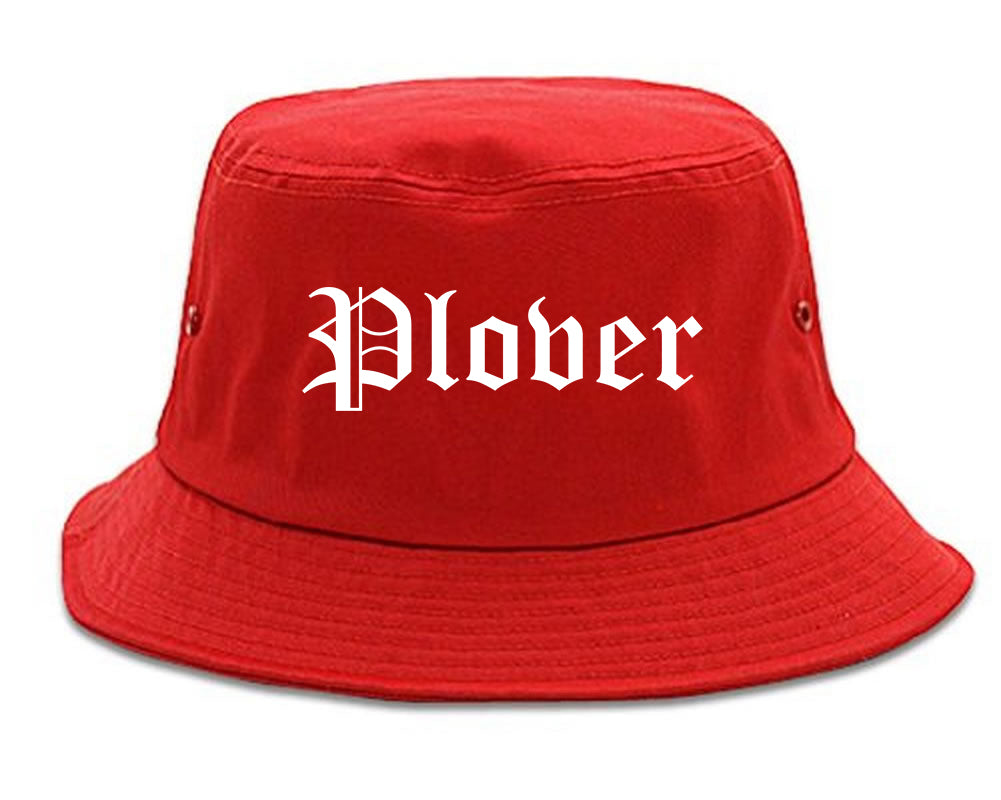 Plover Wisconsin WI Old English Mens Bucket Hat Red