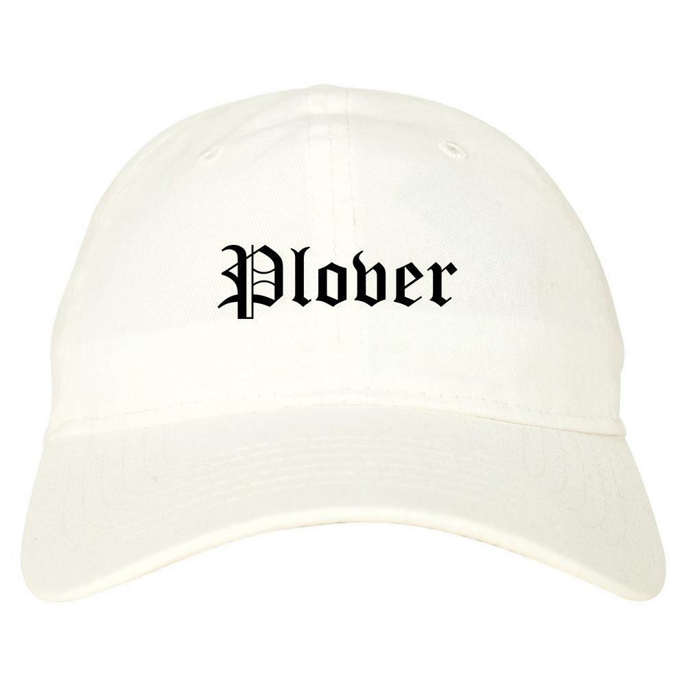 Plover Wisconsin WI Old English Mens Dad Hat Baseball Cap White