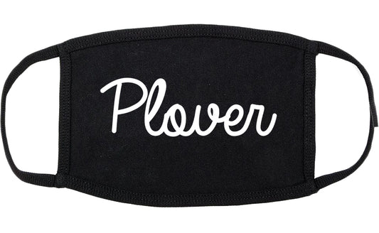 Plover Wisconsin WI Script Cotton Face Mask Black