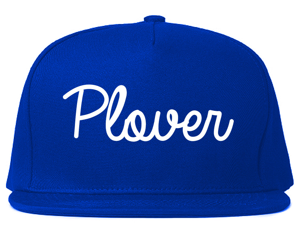 Plover Wisconsin WI Script Mens Snapback Hat Royal Blue