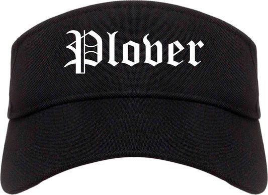 Plover Wisconsin WI Old English Mens Visor Cap Hat Black