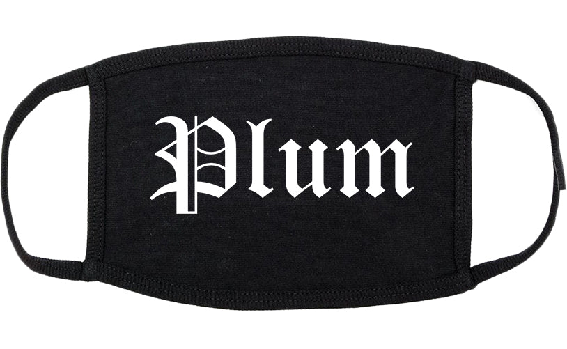 Plum Pennsylvania PA Old English Cotton Face Mask Black