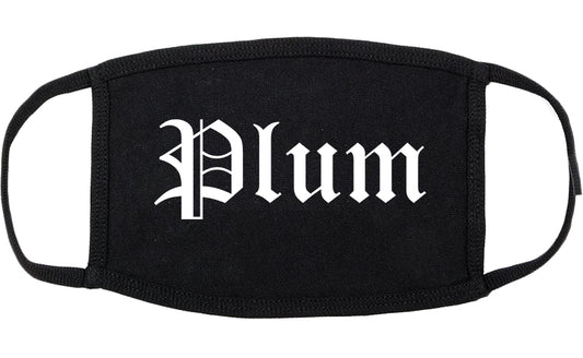 Plum Pennsylvania PA Old English Cotton Face Mask Black