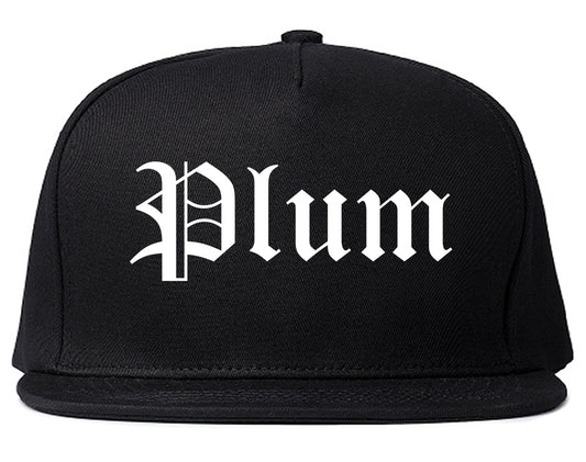 Plum Pennsylvania PA Old English Mens Snapback Hat Black