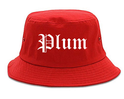 Plum Pennsylvania PA Old English Mens Bucket Hat Red