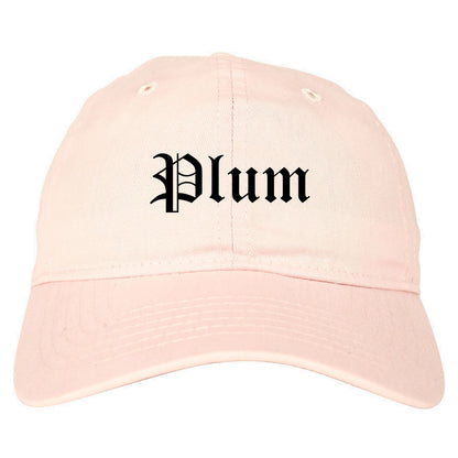 Plum Pennsylvania PA Old English Mens Dad Hat Baseball Cap Pink
