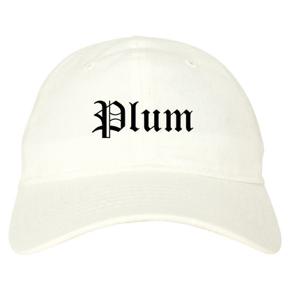 Plum Pennsylvania PA Old English Mens Dad Hat Baseball Cap White