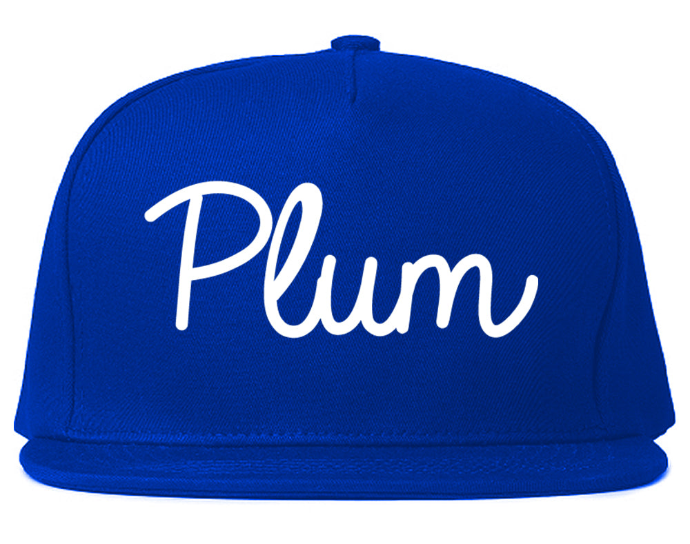 Plum Pennsylvania PA Script Mens Snapback Hat Royal Blue