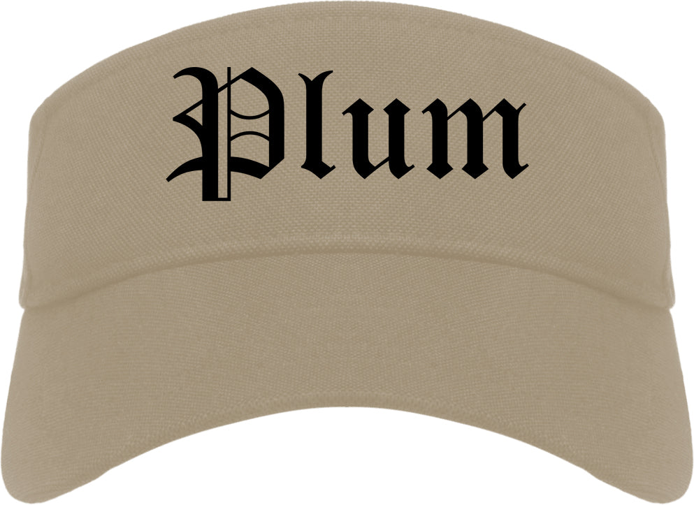 Plum Pennsylvania PA Old English Mens Visor Cap Hat Khaki