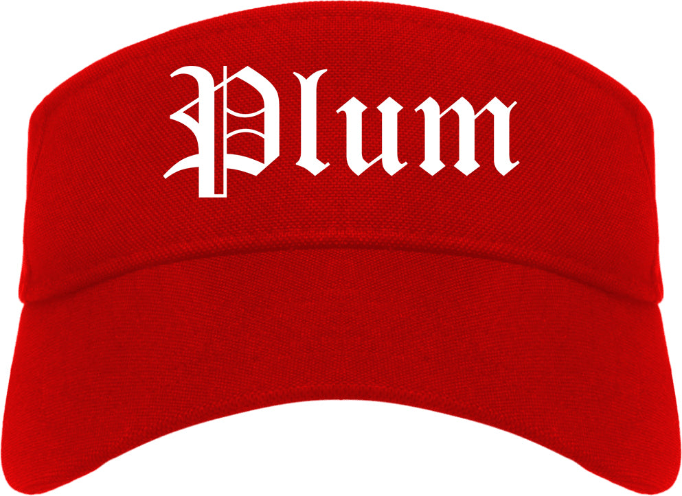 Plum Pennsylvania PA Old English Mens Visor Cap Hat Red