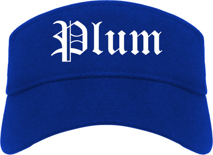 Plum Pennsylvania PA Old English Mens Visor Cap Hat Royal Blue