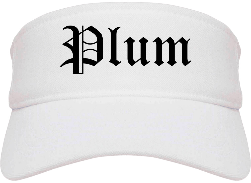 Plum Pennsylvania PA Old English Mens Visor Cap Hat White