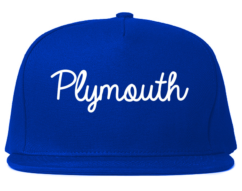 Plymouth Indiana IN Script Mens Snapback Hat Royal Blue