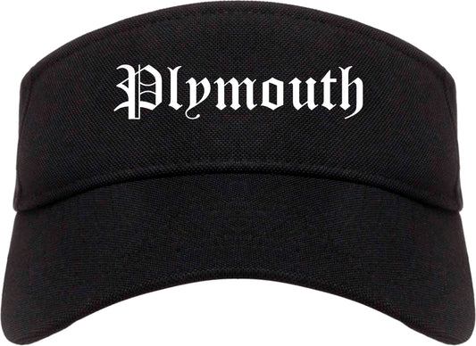 Plymouth Indiana IN Old English Mens Visor Cap Hat Black