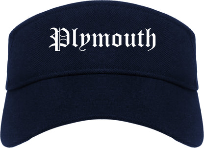 Plymouth Indiana IN Old English Mens Visor Cap Hat Navy Blue