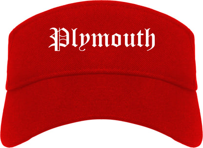 Plymouth Indiana IN Old English Mens Visor Cap Hat Red